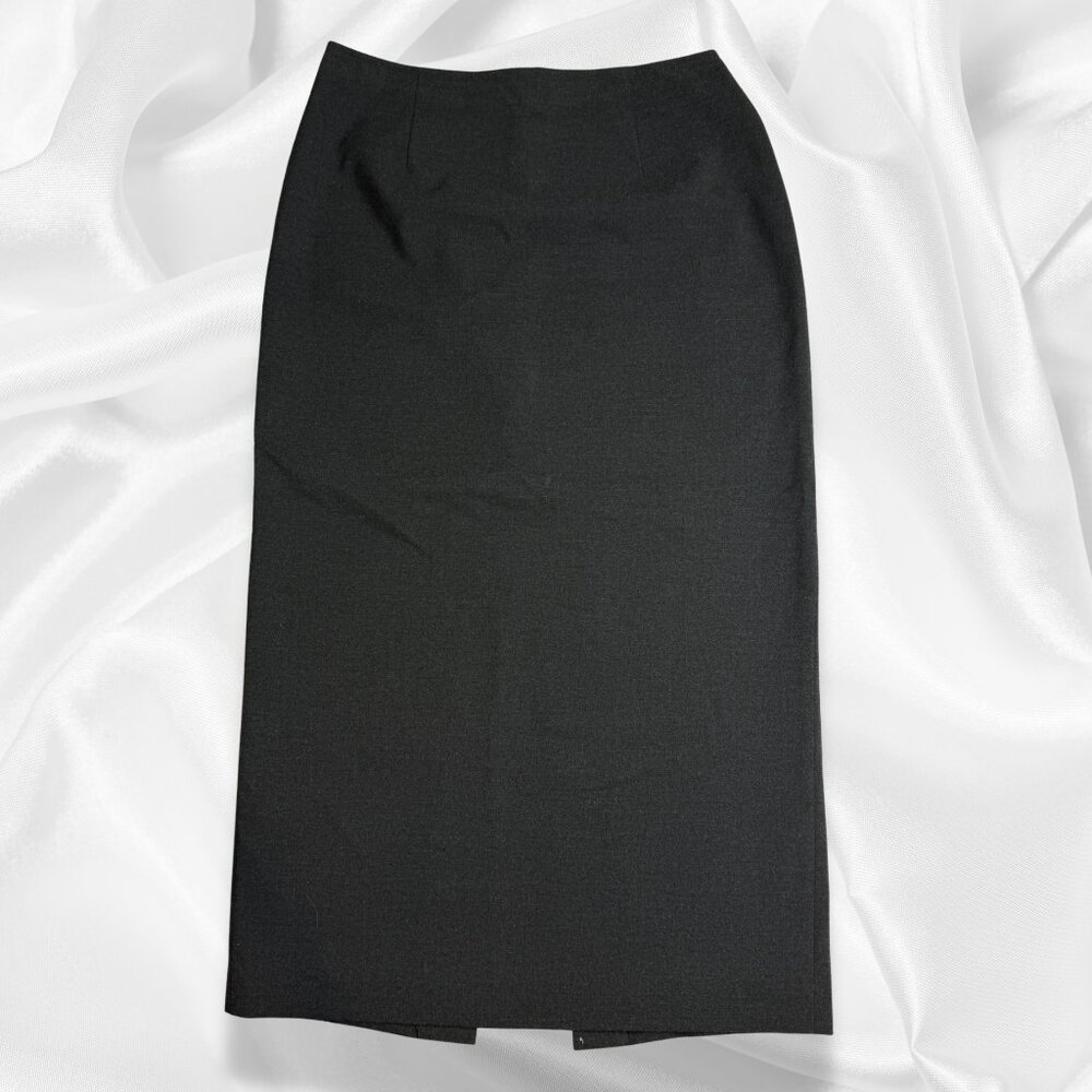 Ann Taylor Petites Dark Gray/Black Pencil Skirt 12P Below Knee Work Office